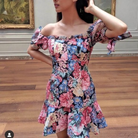 Keepsake the Label Runaway Floral Off-the-Shoulder Mini Dress - Picture 1 of 10